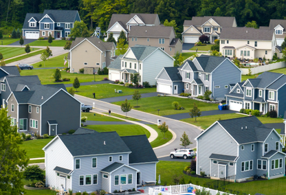 Low density housing in suburbs in Rochester, NY